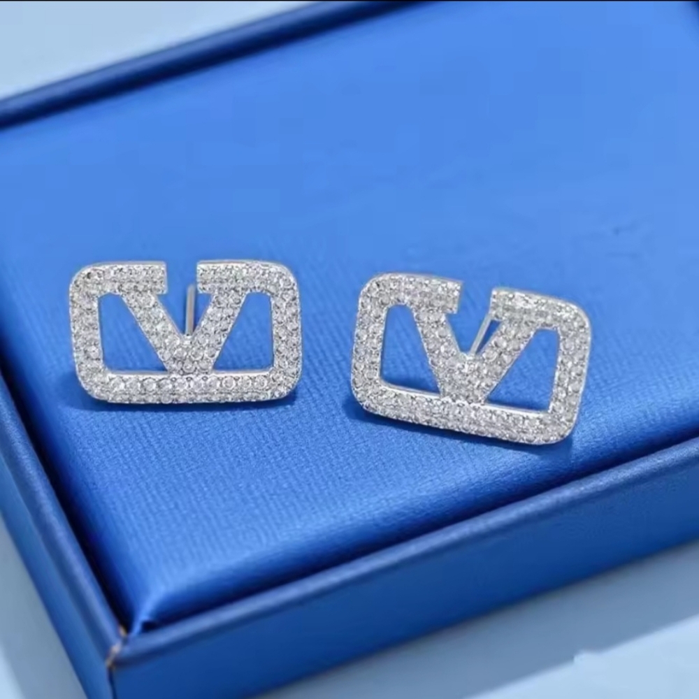 Silver Logo Stud Earrings